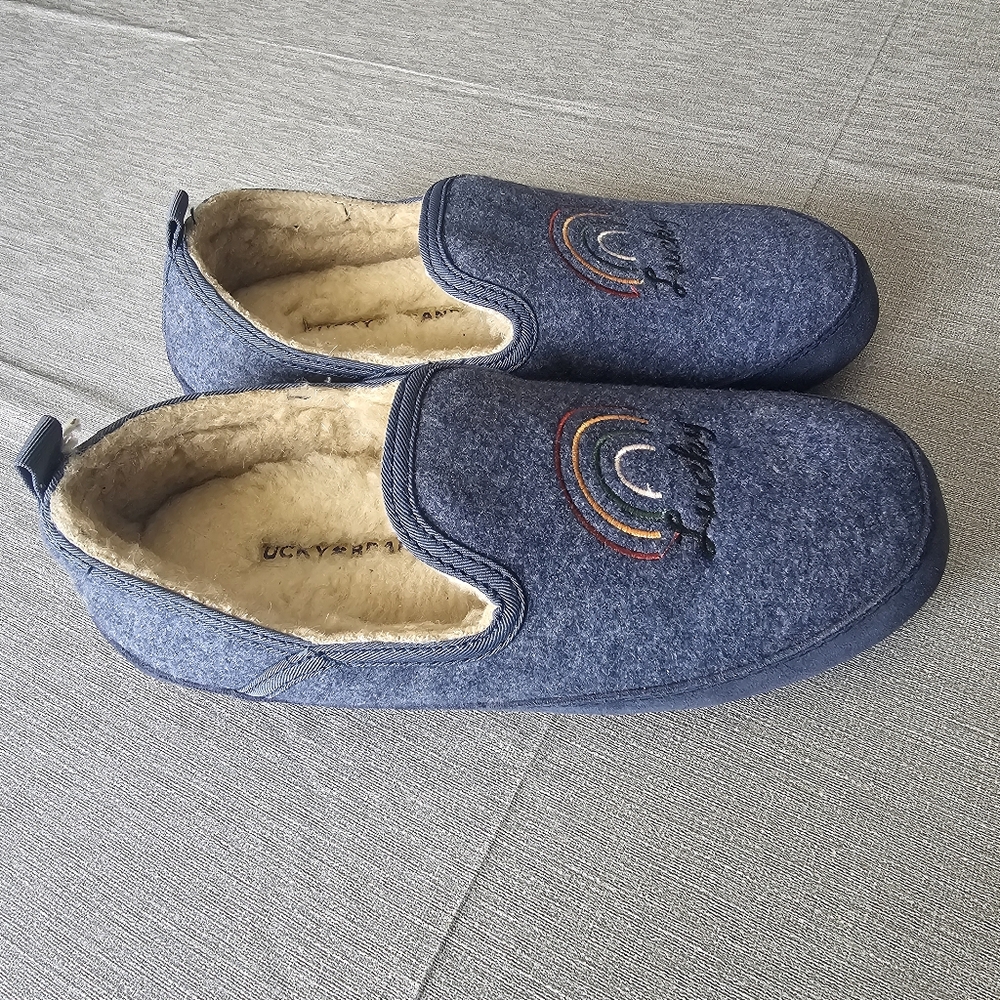Lucky Brand Blue Slippers Hard Bottom Shoes Size 5.5 Medium Slip On